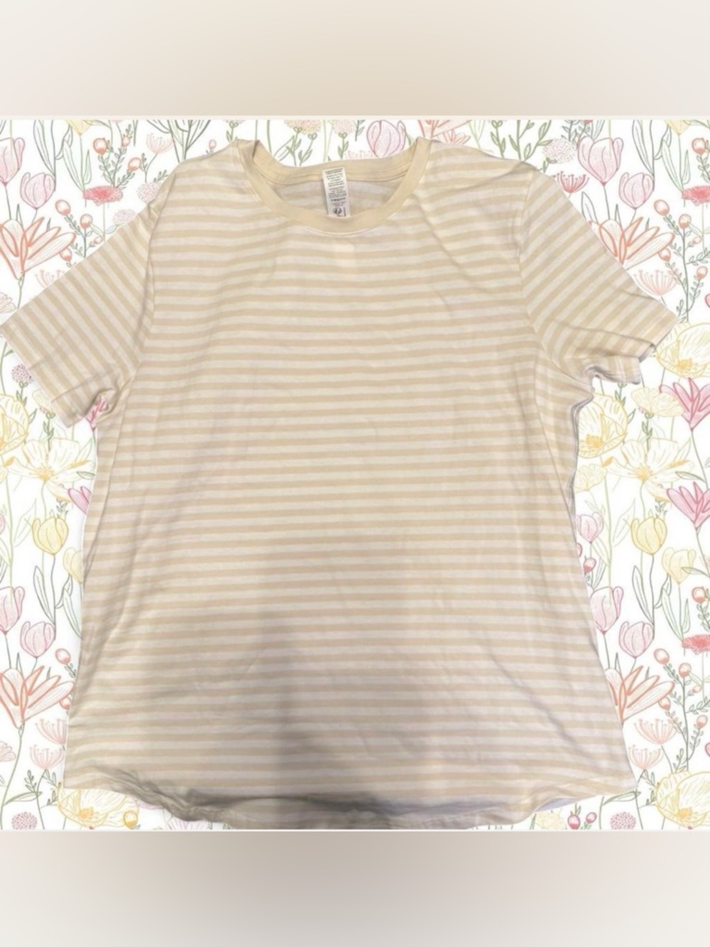 Lululemon Striped Short Sleeve Tee in Cream and White